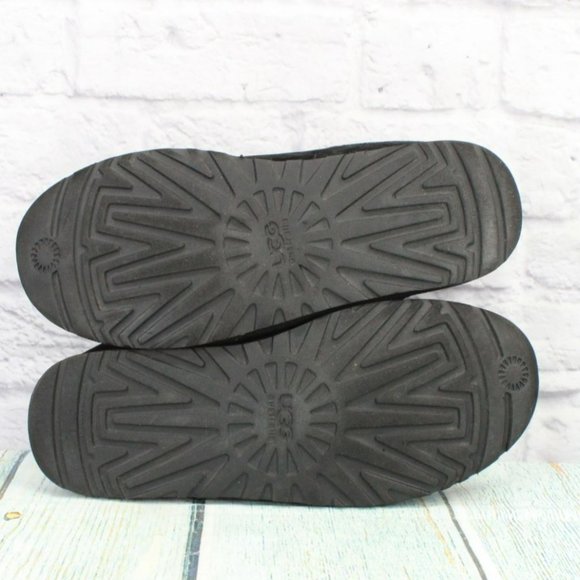 UGG Australia Tasman Black Suede Slip On Shearling Lined Slippers Size 12 - Picture 10 of 10